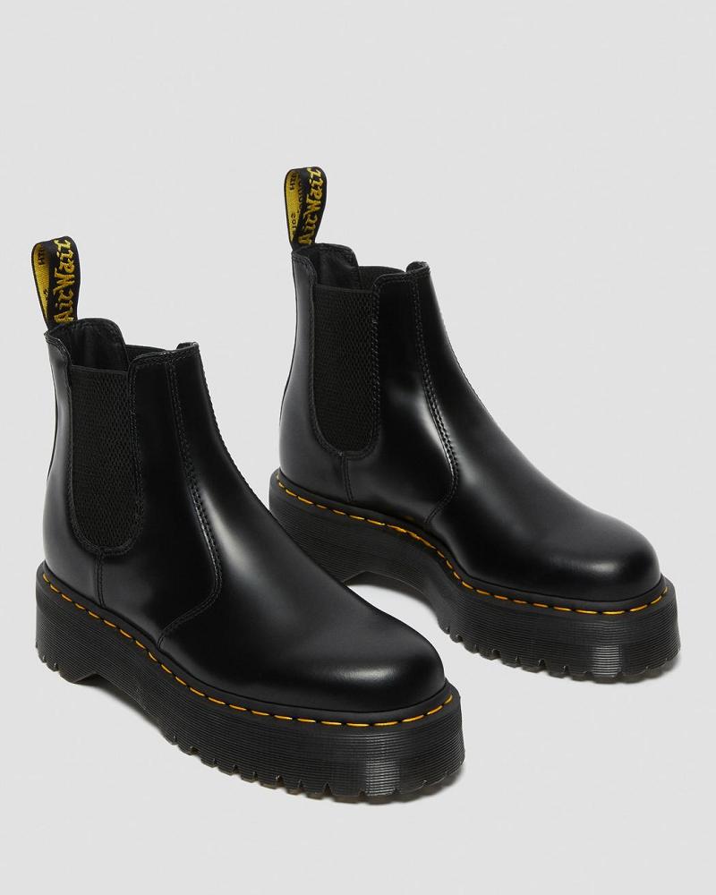 Dr Martens 2976 Polished Smooth Platform Chelsea Støvler Dame Sort | DK 113RVD